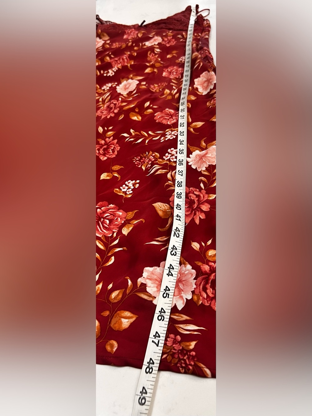 Francesca's Rose Red Floral Slip with Lace Detail - Picture 11 of 13